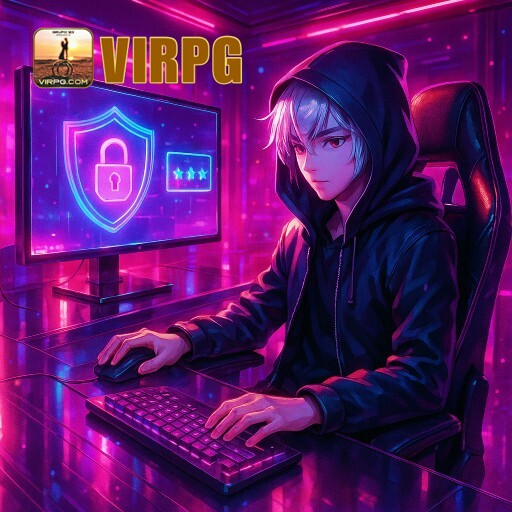 Imagem promocional da VIRPG destacando o login rápido e a segurança da plataforma